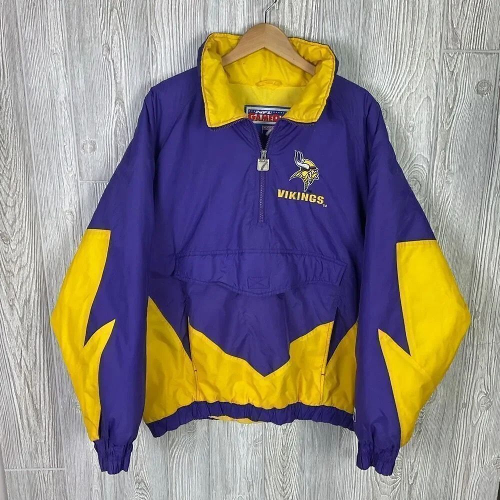 VTG 90s NFL Gameday Minnesota Vikings Pullover Anorak Jacket Men’s XL Quarter Zi